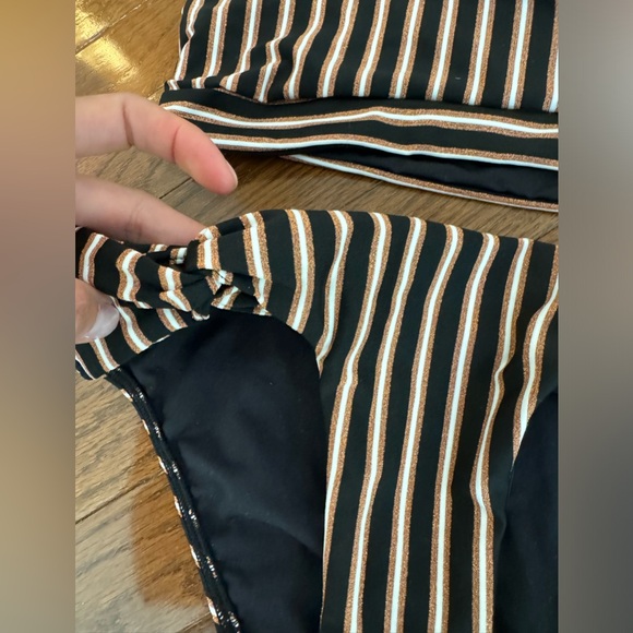 NWT L Space Miller Bikini in Black and Gold and White Stripe - Picture 6 of 8